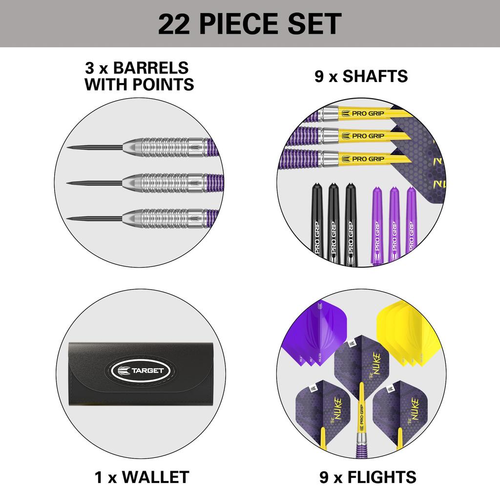 Target Darts Luke Littler Brass Steel Tip Dart Set 22G Steel Tip Darts Nuke Player Edition Dart Set Dart Accessories –