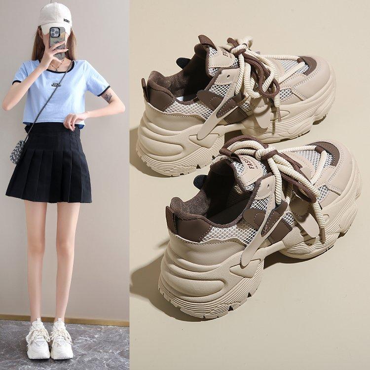 

Versatile Hong Kong style shows small white platform dad shoes women s 2024 new spring student retro sneakers 40 коричневий