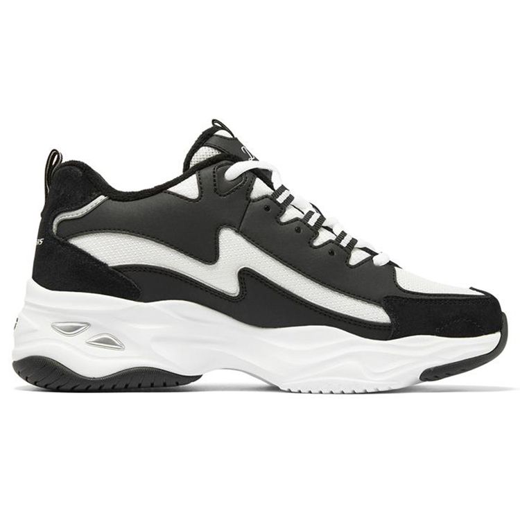 Skechers DLites 4.0 Lightning Panda Shoes Fabric Synthetic Leather Cow Split Leather Plush Warm Shock Absorption Low Top Dad Shoes 896044-BKW