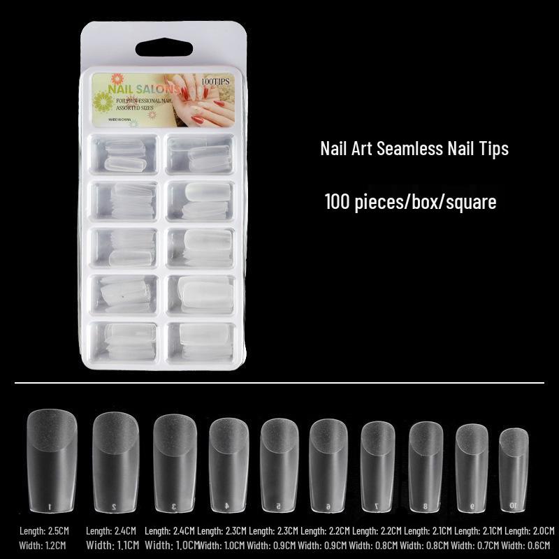 Matte Almond & Water Drop Nail Extensions – 100 Pcs Traceless Full/Half Stickers