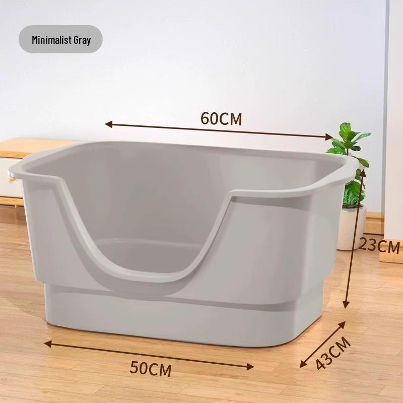 Anti-Splash Open-Top Cat Litter Box with Deodorant for Large Cats