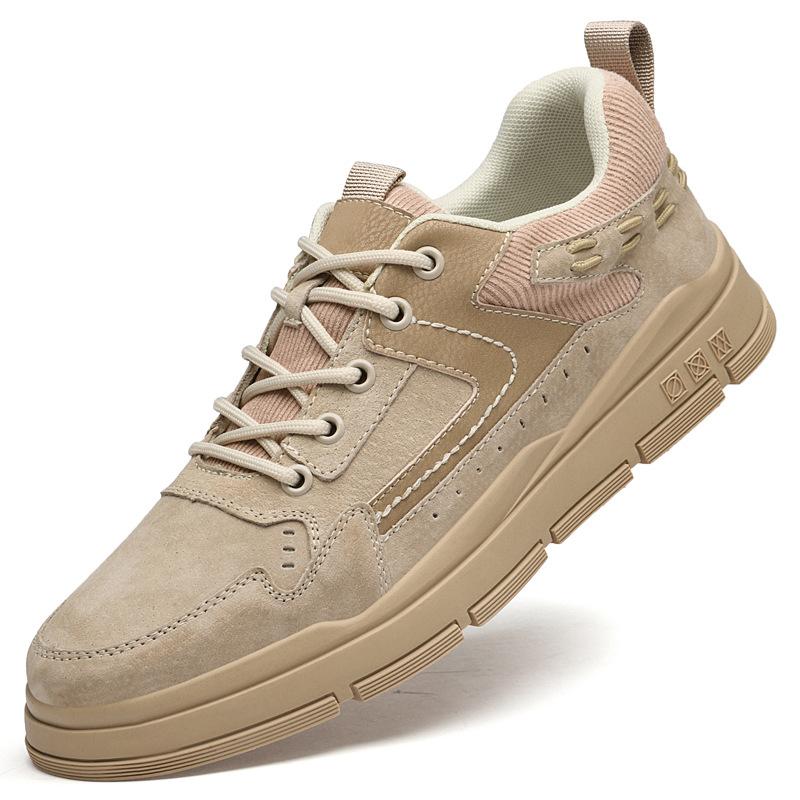 

Men s shoes spring new casual shoes men s fashion lace-up business leather shoes men s breathable student trend board shoes men 45 пісочний