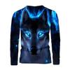 3D Wolf Pattern Print Crew Neck Long Sleeve Active T-Shirt - Comfy Casual Tee for Spring Summer Autumn - Mens Graphic Design Clothing Tops