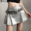 Spring/Summer Women's Solid-Colour Slim-Fit Streetwear High-Waisted Skirt Pleated Skirt