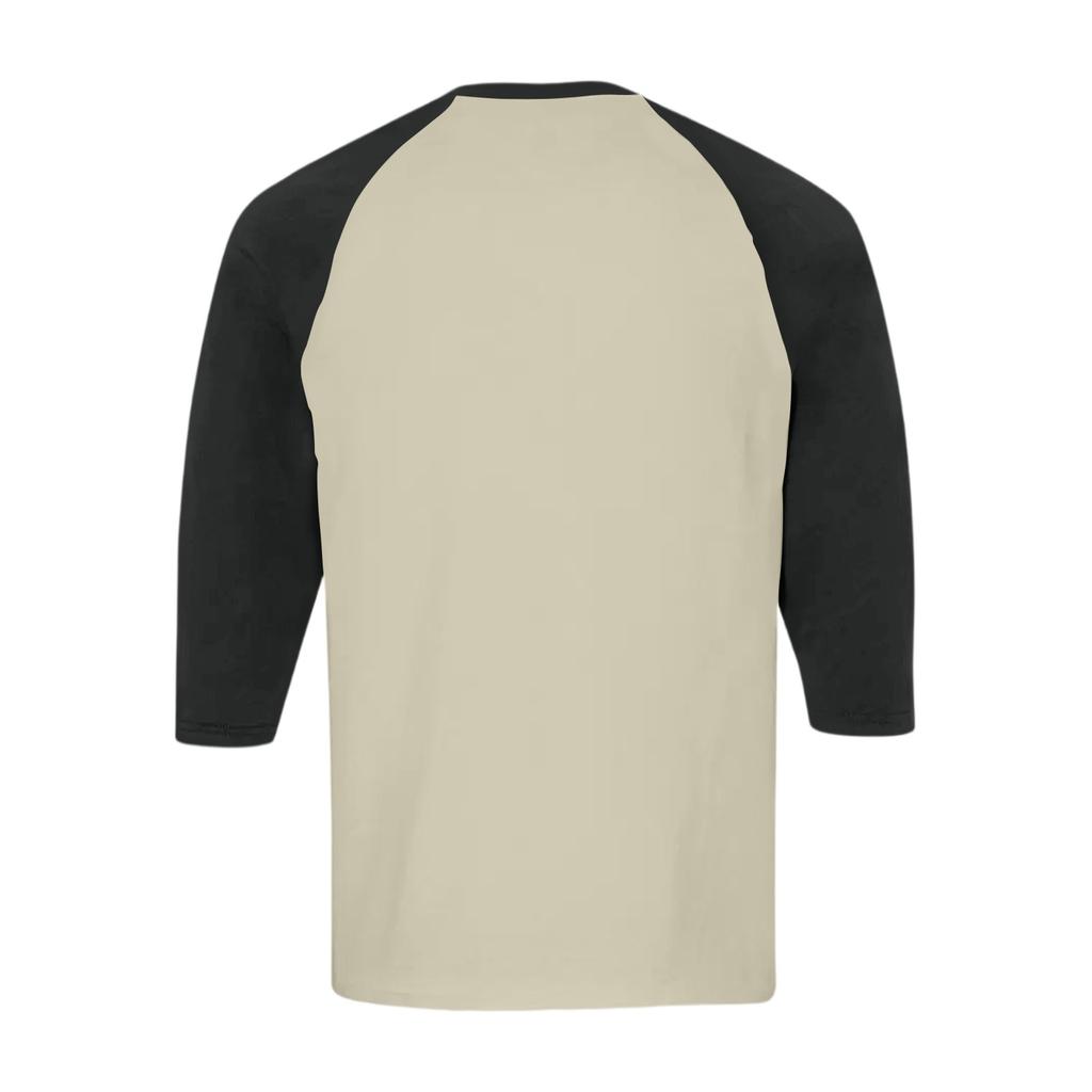 Men's Button-Down Contrast Raglan 3/4 Sleeve Top