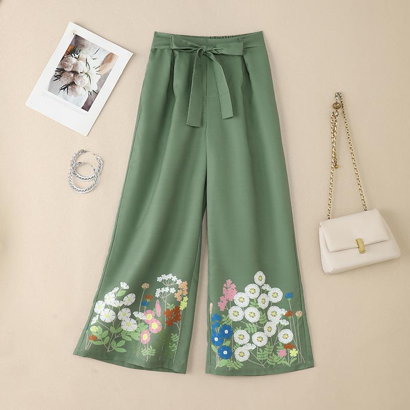 

ZANZEA Womens Loose Casual Floral Print Long Pants 5XL армия зеленый