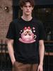 Unisex T Shirt Cute Cat in Pink Love Cup Casual Soft Comfortable Fashion Summer Top
