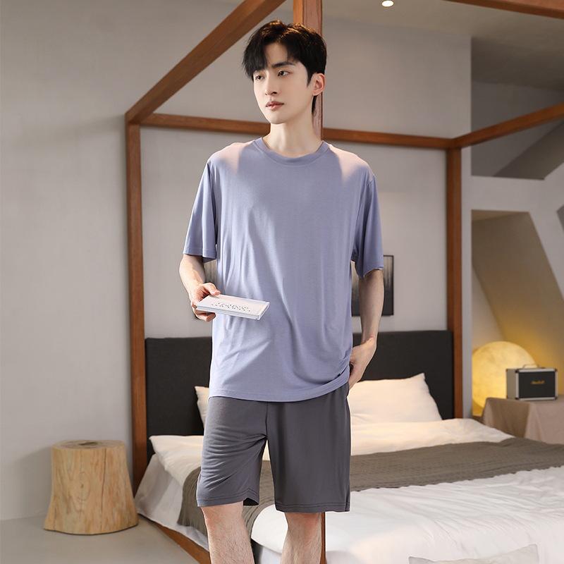 Men's Summer Ice Silk Short Sleeve Pajama Set - Breathable & Cool Casual Home Wear