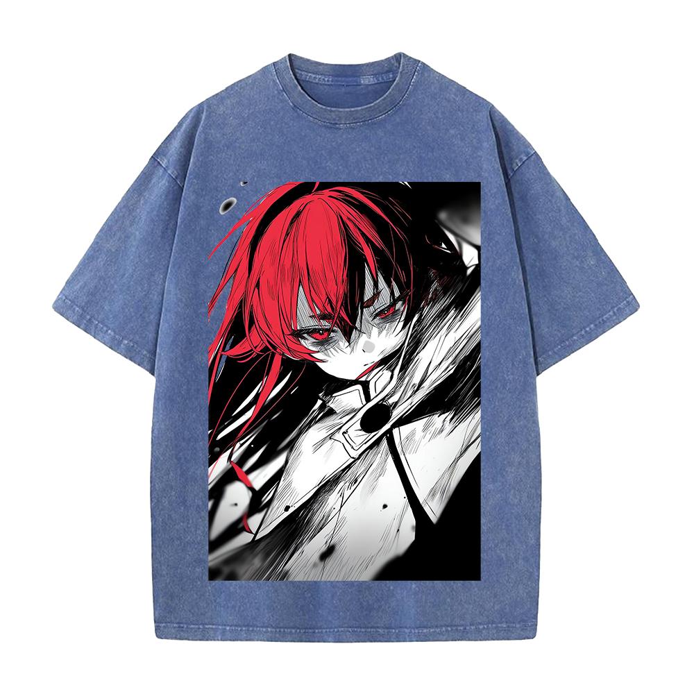 Mushoku Tensei Eris Cool Printed Tee Men Women Washed T-shirts Oversized Cotton T Shirt Short Sleeve Clothing Harajuku Tshirt