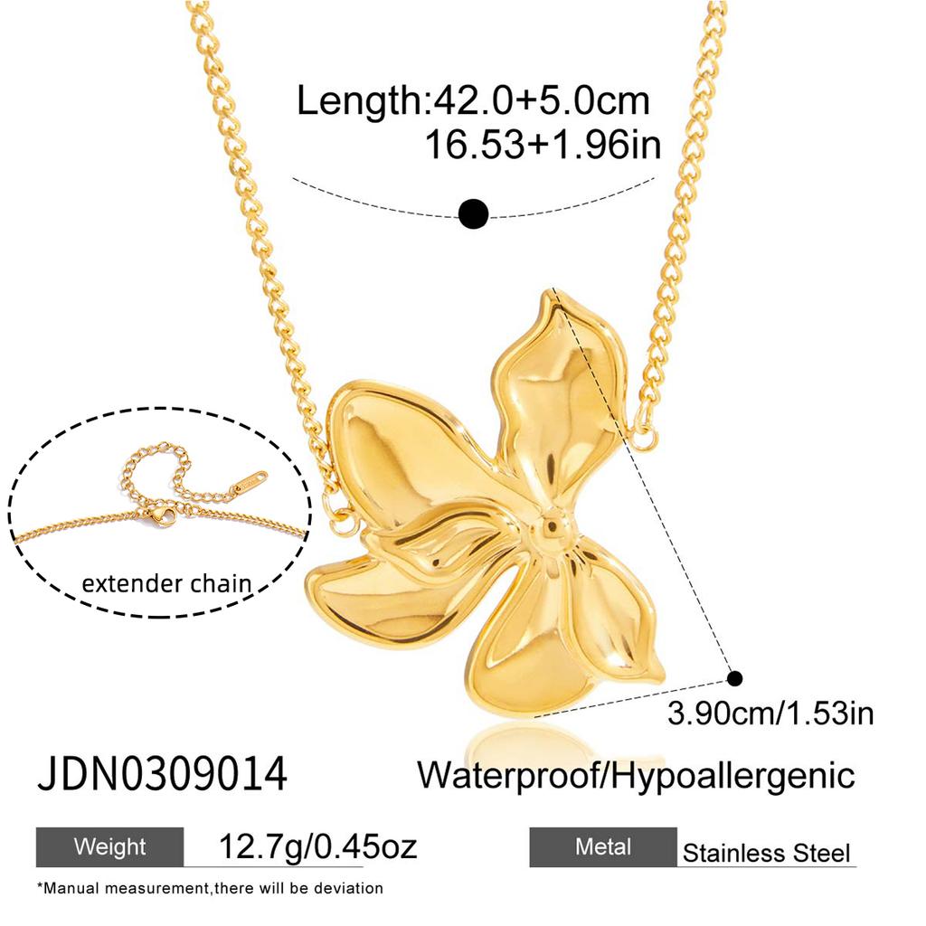 Youthway Delicate Flower Zircon Pendant Necklace For Women Gold Plated Stainless Steel Necklace Simple Fashion Jewelry Gift