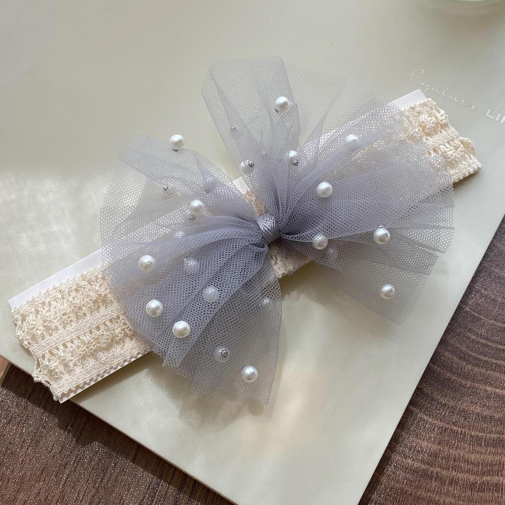Pearl Bow Mesh Baby Headband - Princess Birthday Accessory