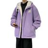Autumn and Winter Double-sided Coat Fashion Trend Lamb Wool Jacket Hooded Double-sided Coat Green Couple
