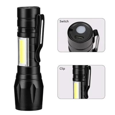 Mini LED-Taschenlampe COB+XPE Tragbare Leuchte USB-Aufladung Camping-Laterne Zoombarer Fokuslicht Taktische Taschenlampe mit Stiftclip