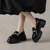 Handmade women's shoes leather high-heeled loafers platform-soled foreign style versatile Japanese round head heightening single shoes women's new m