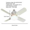 Ceiling Fan With Lights Mute Outdoor LED Enclosed Fan Remote Control 3 Wind Speeds Air Cooler Quiet 2 In 1 Enclosed Fan