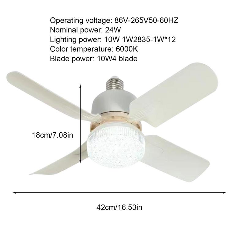 Ceiling Fan With Lights Mute Outdoor LED Enclosed Fan Remote Control 3 Wind Speeds Air Cooler Quiet 2 In 1 Enclosed Fan