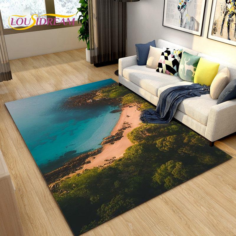 3D Ocean Seawater Beach Water Scenery Area Rug,Carpet Rug for Living Room Bedroom Sofa Doormat Decoration,Kid Non-slip Floor Mat
