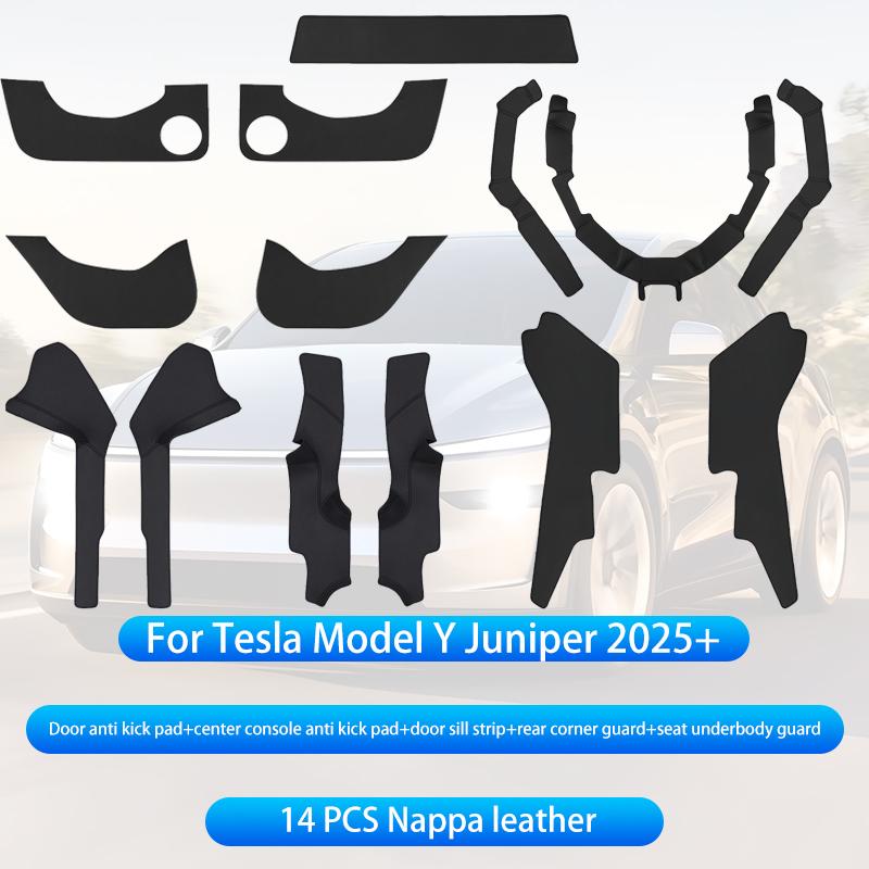 For Tesla Model Y Juniper 2025+ Center Console Two Side Panel Anti Kick Pad Protector Leather Sticker Foot Cover Car Accessories