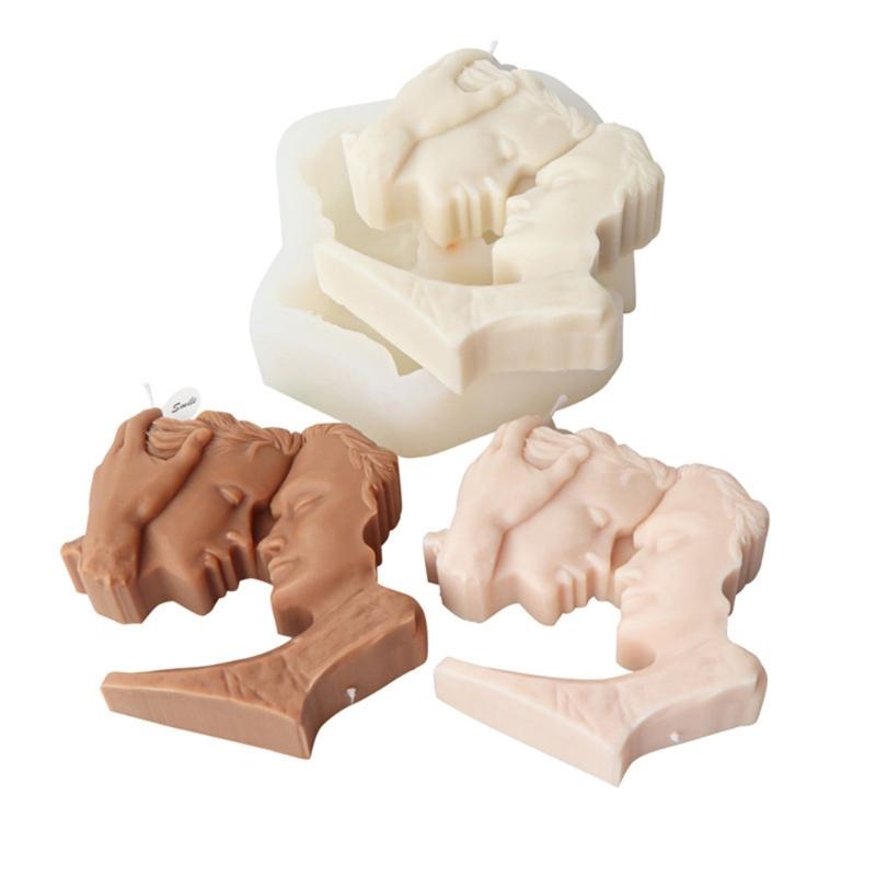 Küssendes Paar Kerzenform Liebhaber Kerze Silikonform für DIY Kerze Seife Gipsornament Kuchen Fondant Dekoration