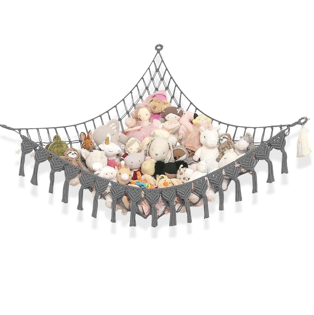 Triangle Wall Toy Storage Mesh Bag - Handmade Plush Hammock