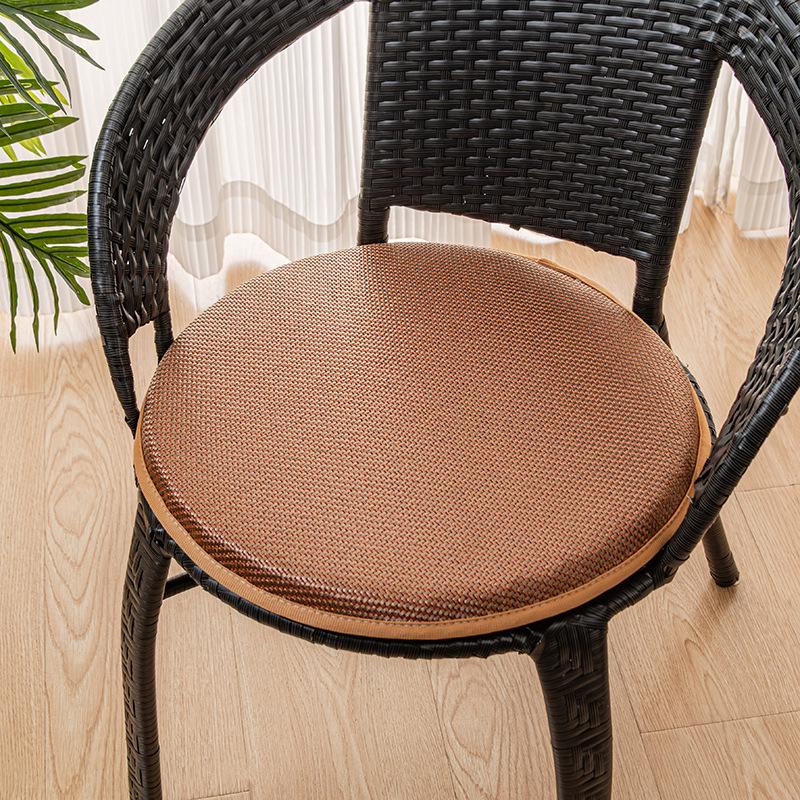 Non-slip Washable Ice Silk Rattan Round Seat Cushion for Dining Chair