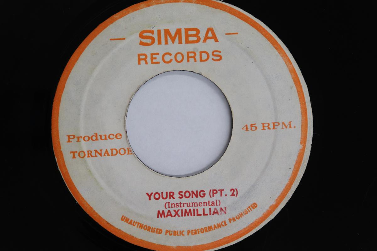 

7inch Record MAXIMILLIAN Your Song Pt.1 Pt.2 NONE SIMBA RECORDS Jamaica Reggae Ska Dub Used