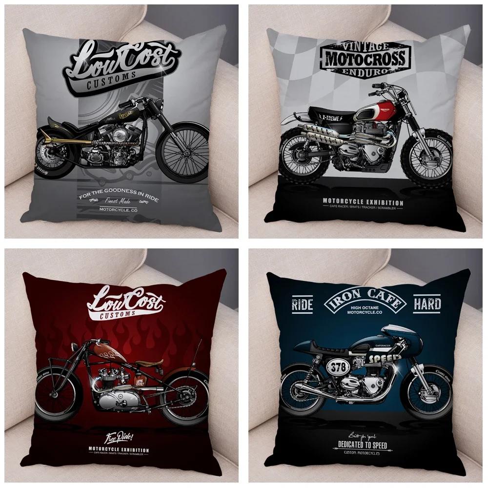 Super Soft Plush Cushion Cover 45x45cm Cartoon Motorcycle Pillowcase Decor Car Printed Pillow Case for Home Sofa Children Room