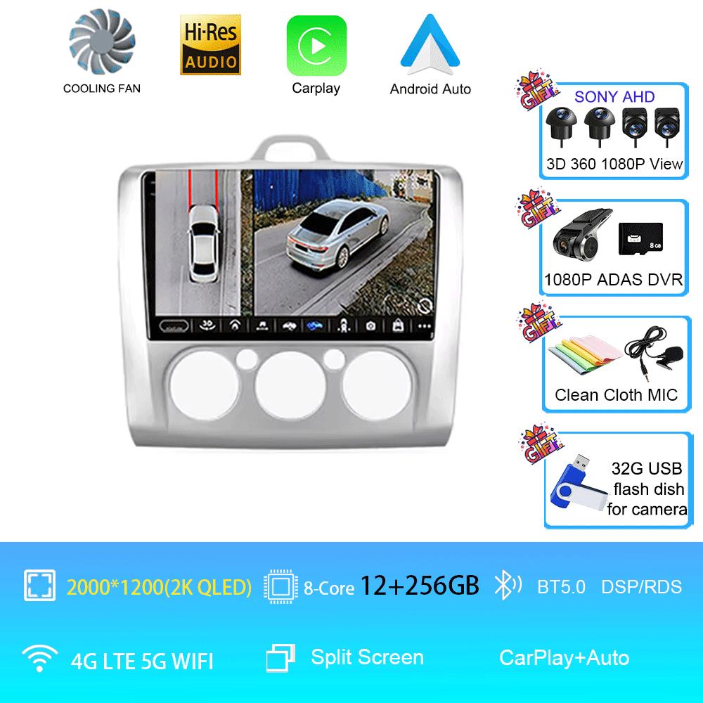 Car Radio Android 14 Auto Carplay WiFi For Ford Focus 2 3 Mk2 Mk3 2004 2005-2011 4G Multimedia GPS Navigation 2 Din Autoradio BT