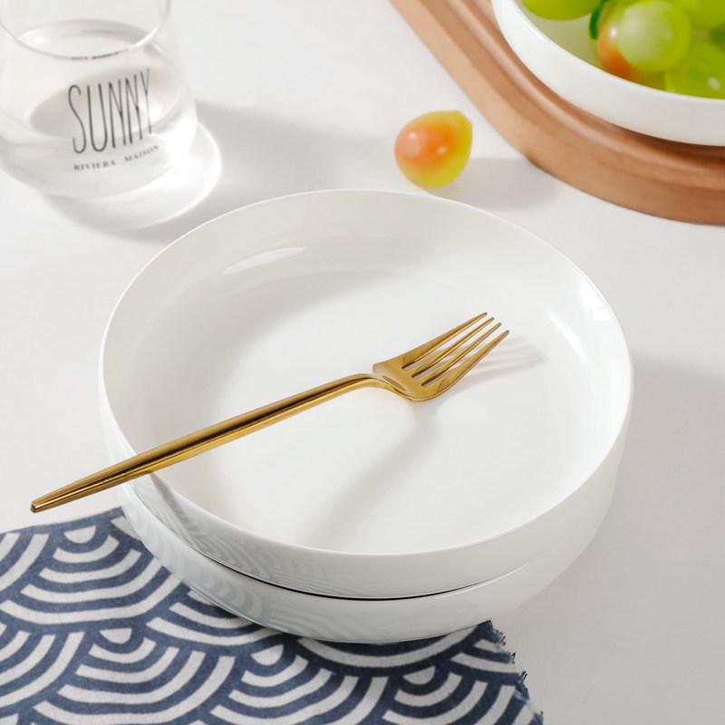 8-Inch Deep White Ceramic Soup Bowl - Large Capacity French Style Dinnerware