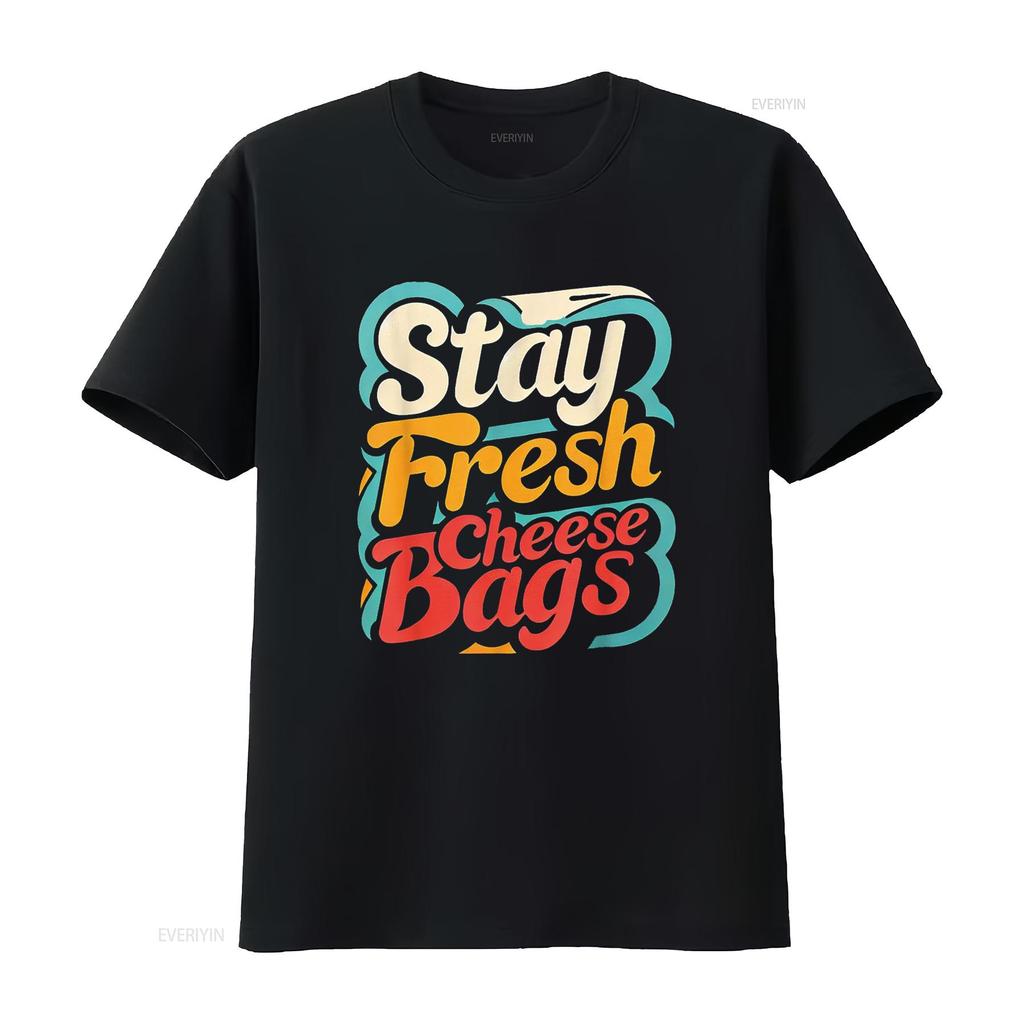 Stay Fresh Cheese Bags T Shirt vintage Washed homme Casual Stylish Unisex fashion Comfortable Soft Slightly designer clothes