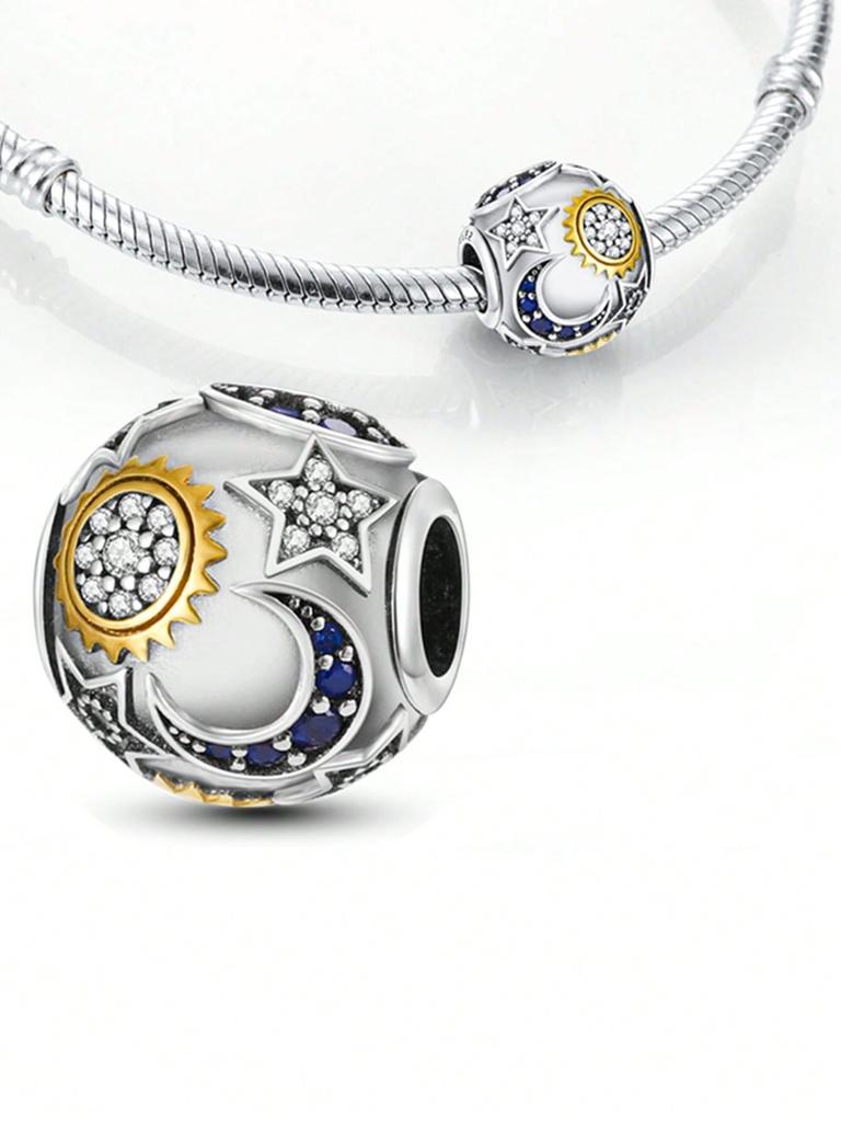 Charms Plata Stars And Moon Bead Clips And Spacers Charm Copper Plated Fit Charms Original Bracelet For Jewelry Making Diy Charm