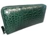 GUODI Genuine Crocodile Leather Long Wallet with Zip-Around Design, TK-RPN10LW5 (Cyprus Green), Unisex, for Men and Women