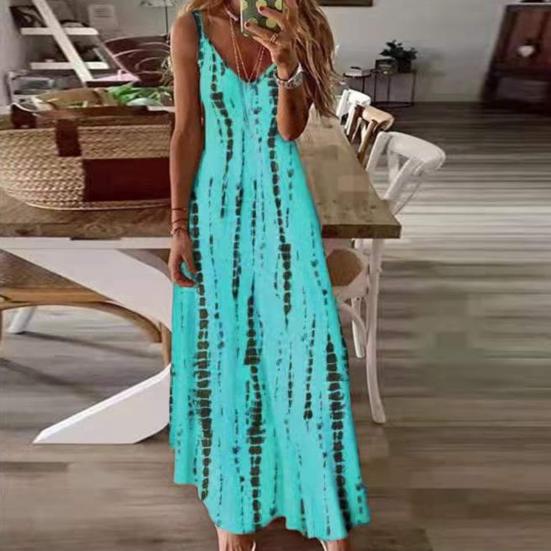 Women Dress V Neck Loose Type Pullover Irregular Stripe Print Contrast Color Dating Dress Daily Clothes