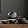Minimalist 2 in 1 Tea Ceremony Teapot Set Ceramic Mini Travel Teapot with Storage Bag Chinese Teapot Set Outdoor