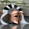 Handmade Bronze Spartan Helmet Greek Warrior Helmet with Black White Crest Cosplay Display Armor