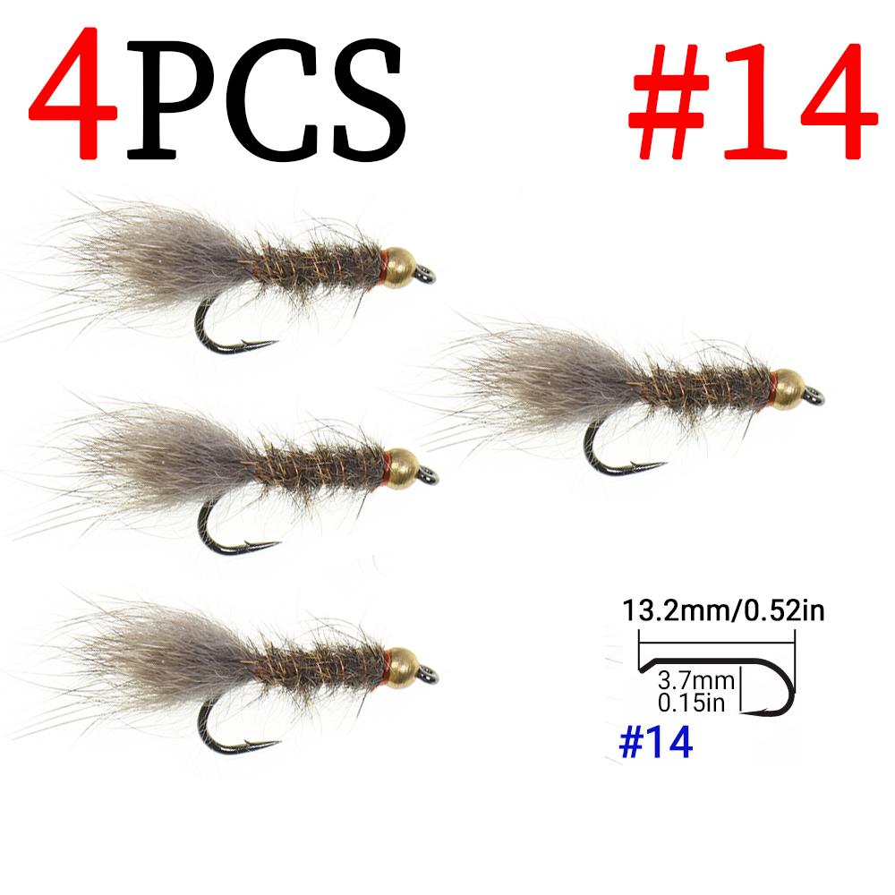 

4 шт./6 шт. Нимфа с латунной головкой и мехом белки, натурально-серая, мушка, искусственные приманки-насекомые, приманки для ловли форели, хариуса, окуня