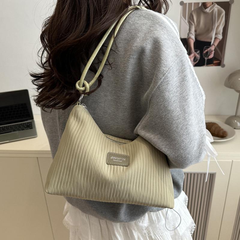 Large Capacity PU Leather Women Shoulder Bag Fashion Lightweight Striped Pattern Stylish Solid Color Crossbody Bag KTB