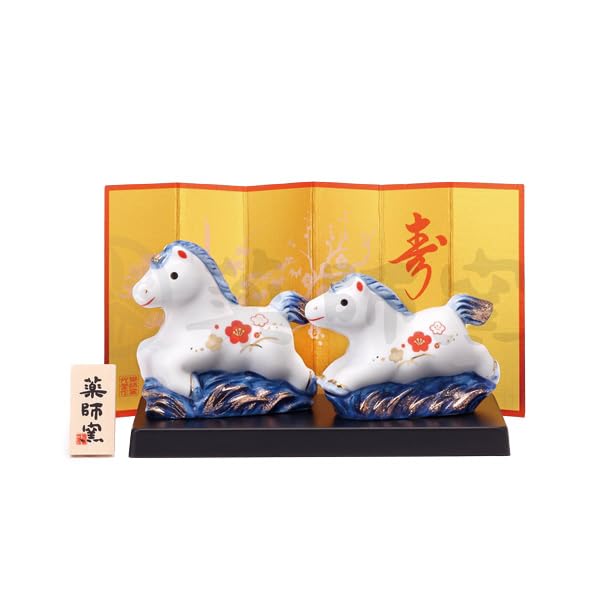 

yakushigama Крашеный парчовый счастливый конь (Родитель и ребенок) [61] 2026 Рэйва 8 Зодиакальная Лошадь Новогоднее Украшение Благоприятный Талисман