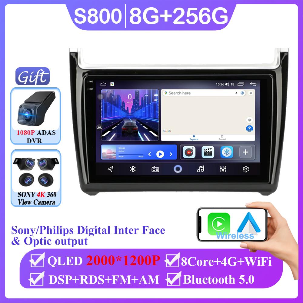 Android 14 For VW Volkswagen Polo 2008 - 2020 Auto Radio Stereo GPS Navigation Multimedia Head Unit 4G Carplay NO 2Din DVD QLED