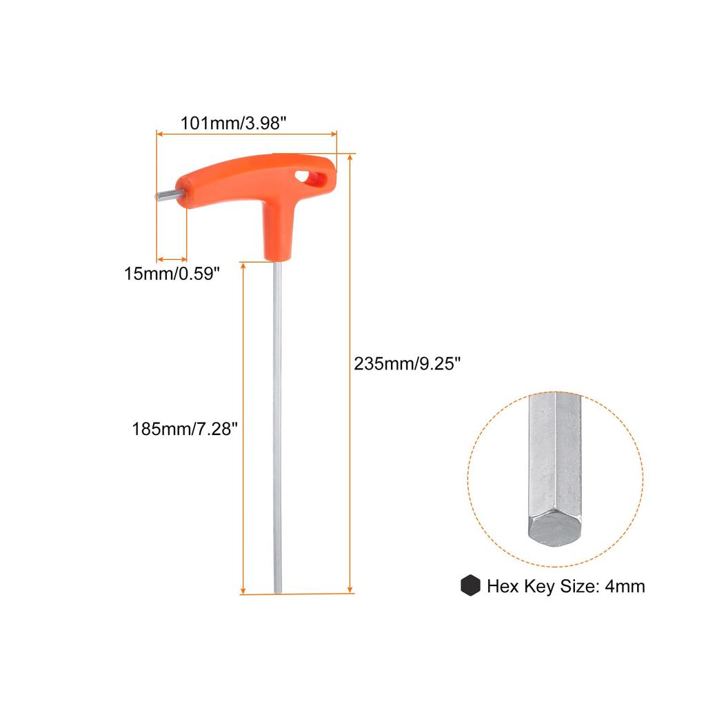 Uxcell 4mm Metric Long Arm Hex Wrench Repair Orange for Automotive and Home Maintenance CR-V T-Key Tool,