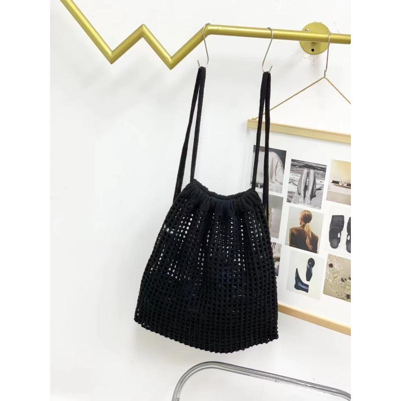Simple woven mesh pocket drawstring backpack fashionable versatile shoulder bag large capacity messenger bag tote bag