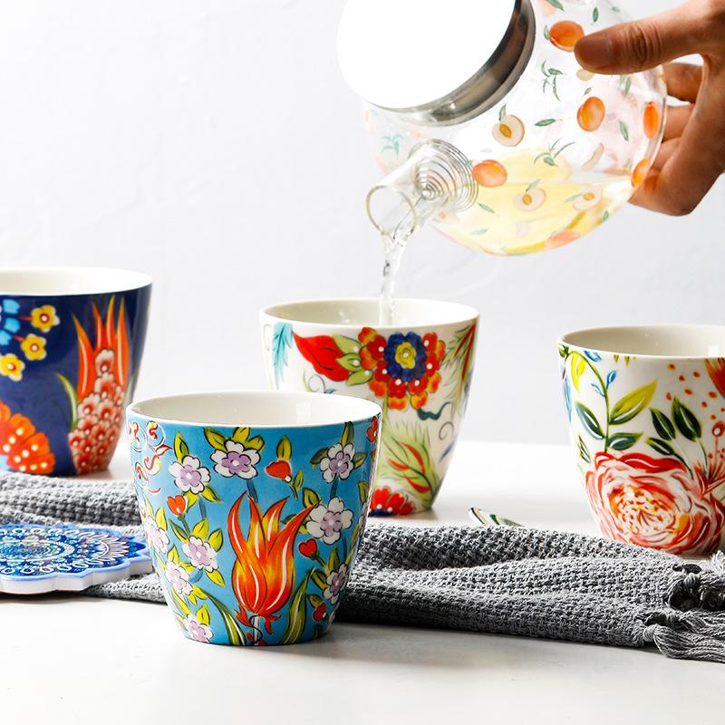 American hand-painted casual cup household small fresh milk cup personalized restaurant ice cream dessert cup
