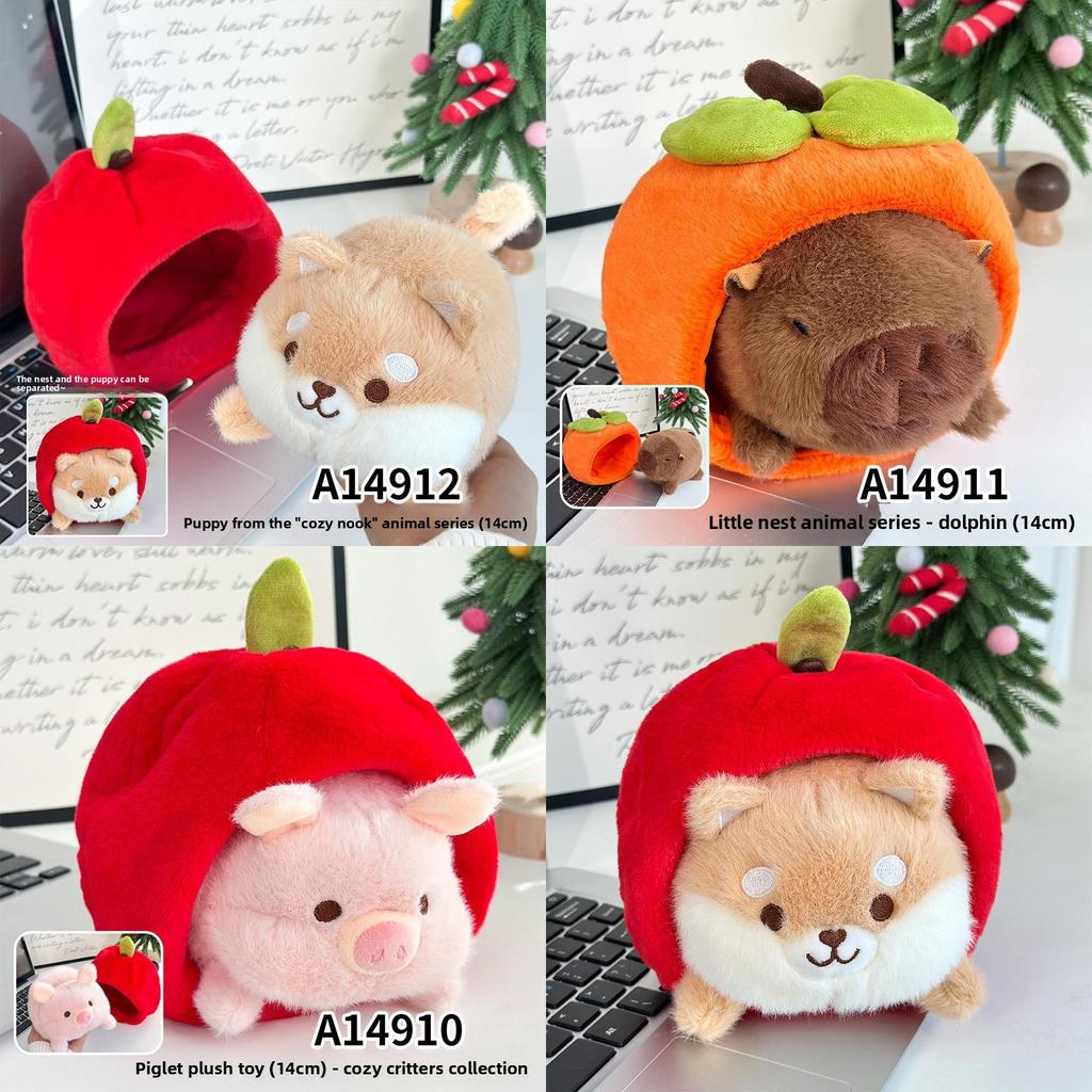 Cuter Capybara Pig Dog Plush Dolls With Apple Persimmon Design For Kids Gift And Collectors