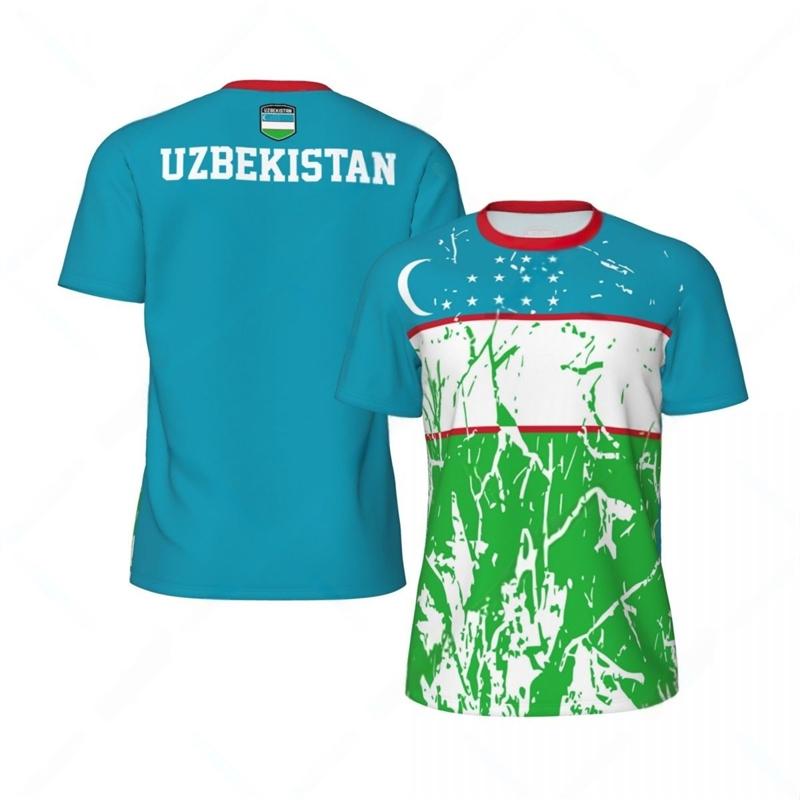 MDHAO xin nan zhuang  3D txu Mode Oezbekistan Vlag Grafische Voetbal T-shirts Zomer Trend 3D Nationaal Embleem Geprinte T-shirts Los Ademend Sport T-shirts 5XL
