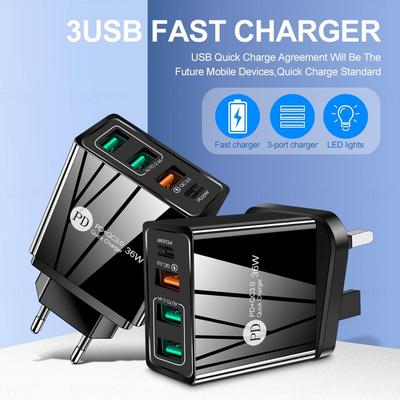 4A Multi-Port Mobile Charger: European/British/American Standard — PD20W + 2.4A Output with 3 USB Ports.