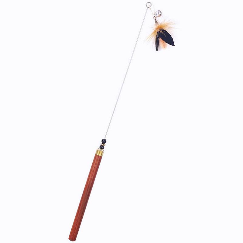 Cat Toy Butterfly Cats Teaser Stick Feather Interactive Cat Toy with Bell Steel Wire Kitten Stick Feather Toys for Cats Teasing чёрный