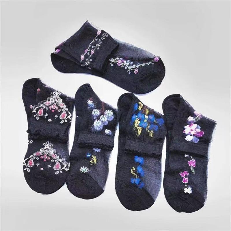 Sexy Fishnet Women Lace Ruffle Soft Comfy Sheer Silk Elastic Mesh Knit Frill Trim Transparent Ankle Funny Socks 1pair=2pcs 2205F