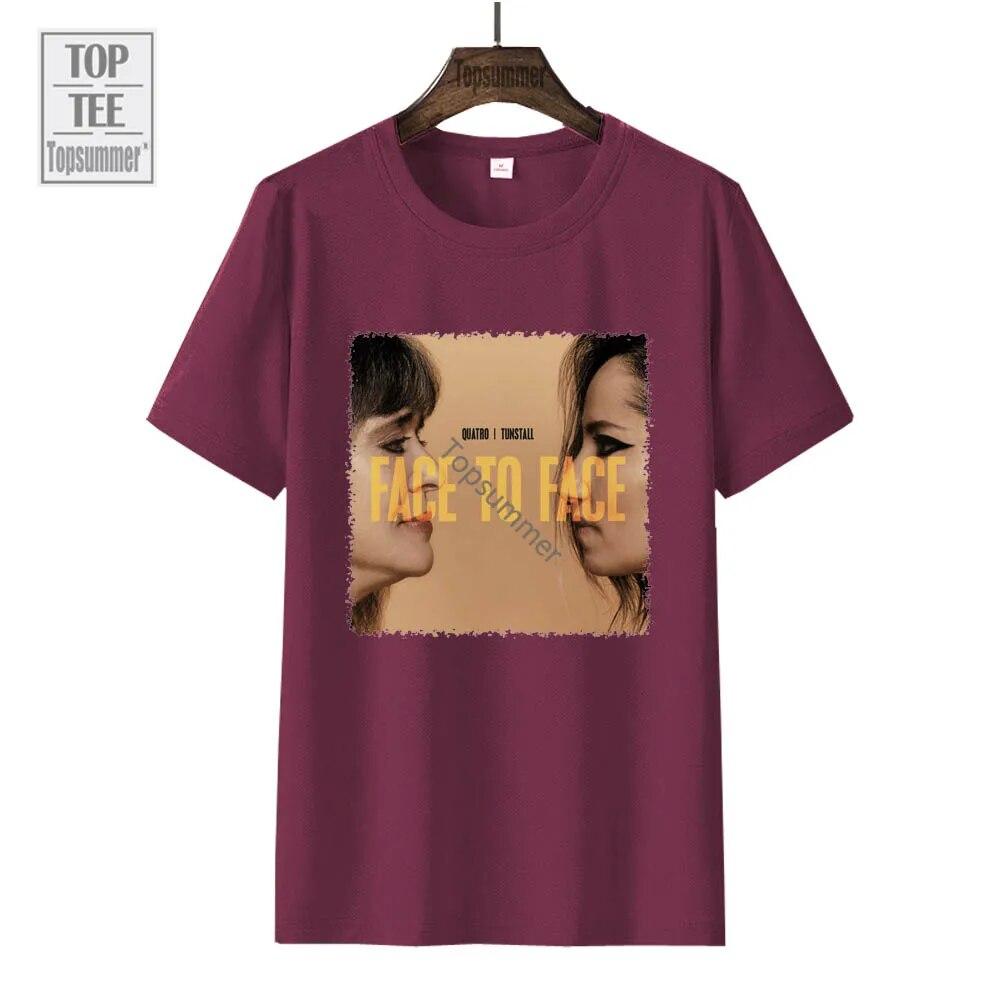 Face To Face Album T-Shirt Suzi Quatro Tour T Shirt Unisexs Rock Streetwear Graphic Print T Shirts Womens Cotton Tops Tees