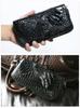 Bercute Brown Crocodile Long Wallet for Authentic Enamel Crocodile Large Genuine Round Large Popular Men, Leather, Wallet, Leather, Zipper, Slim,