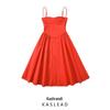 2025 Spring Women's European & American Style Simple Waist-Hugging Sling Dress